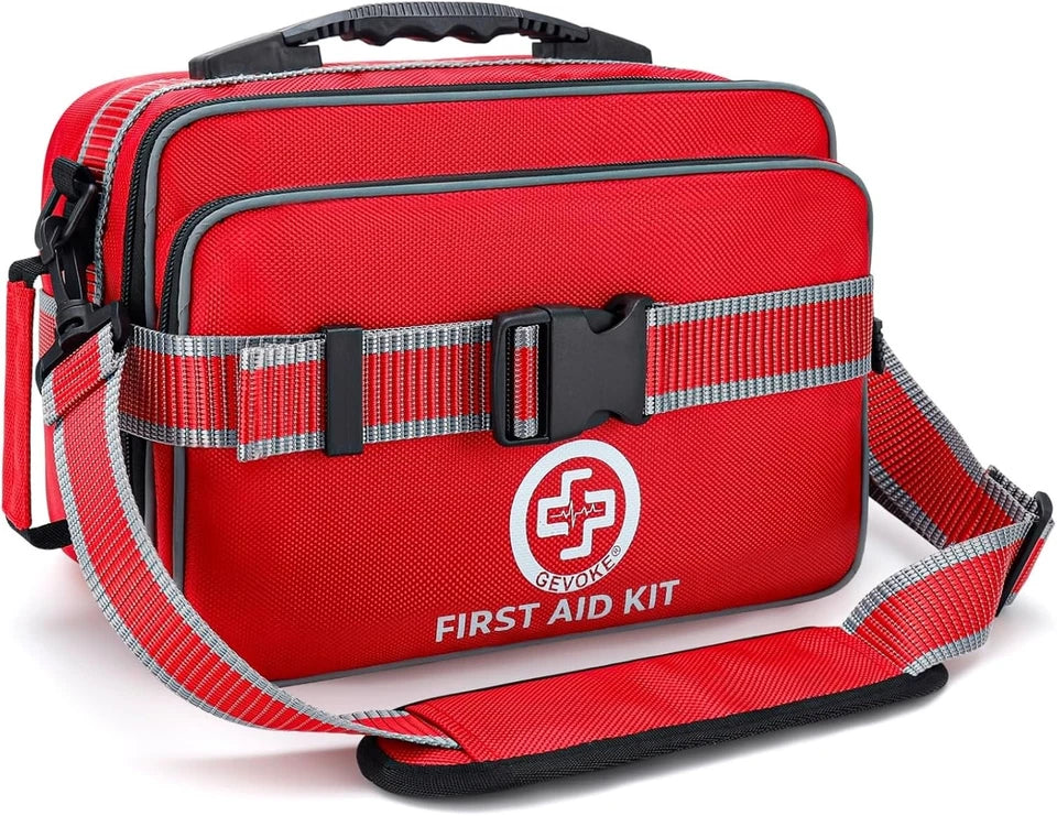 Professional 500 Piece Emergency First Aid Kit for Home, Car, Travel, Red